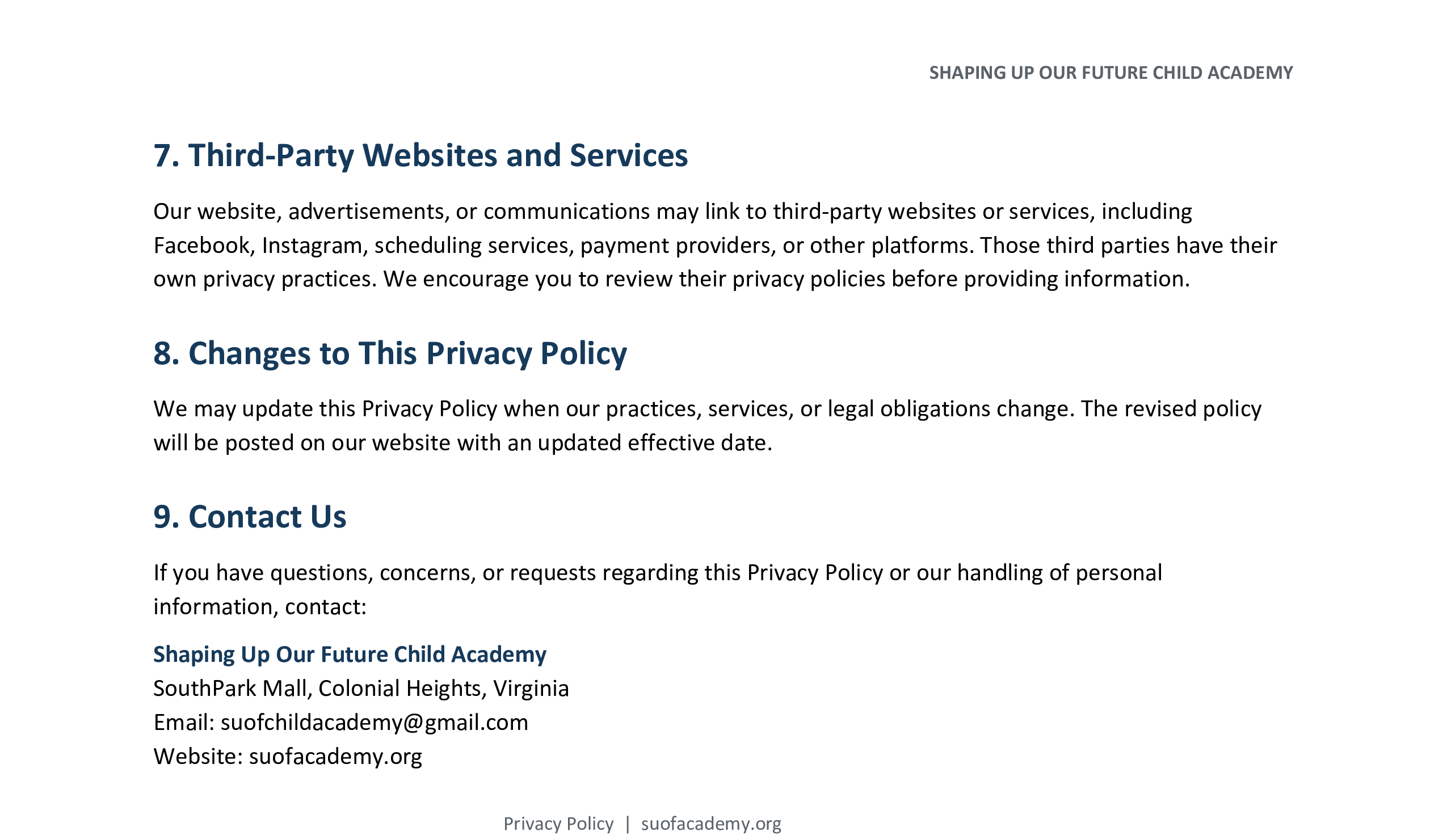 Privacy Policy - Page 3